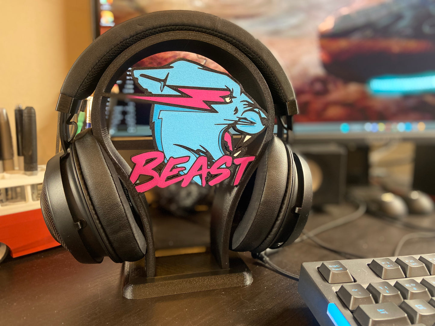 Custom Headphone Stands With Design Fee gaming Desk Organizer Twitch Streamer