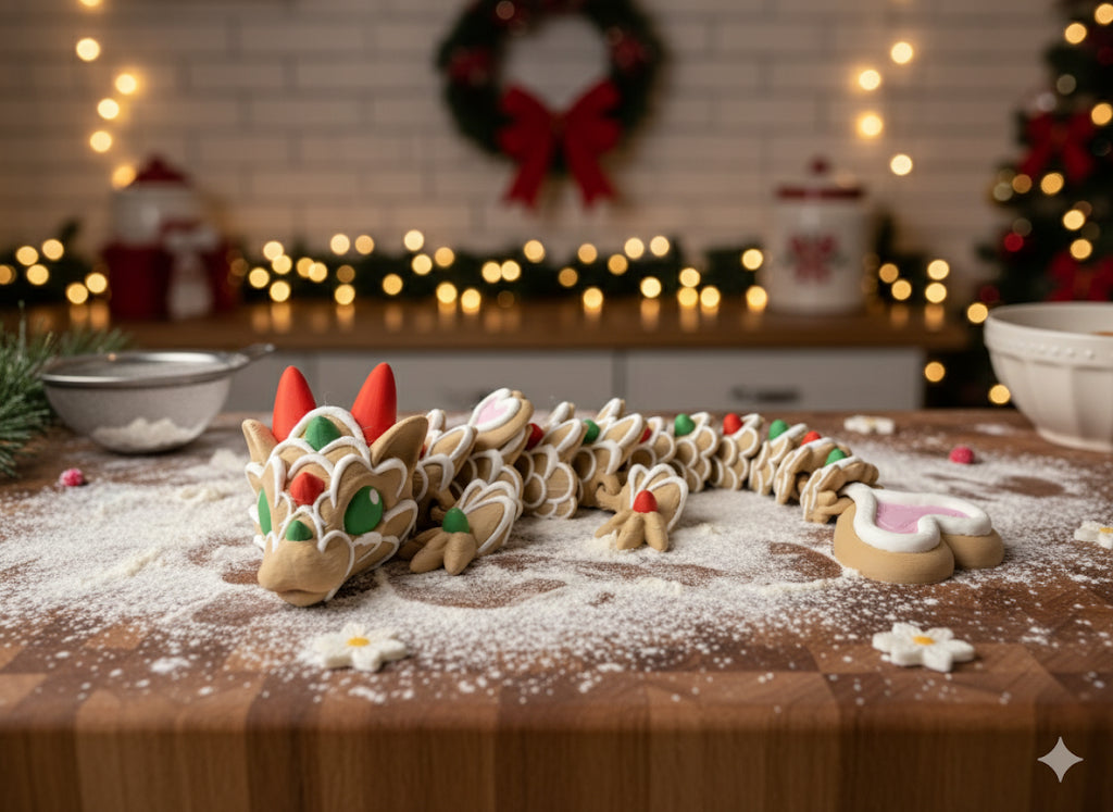Medium Christmas Gingerbread Dragon