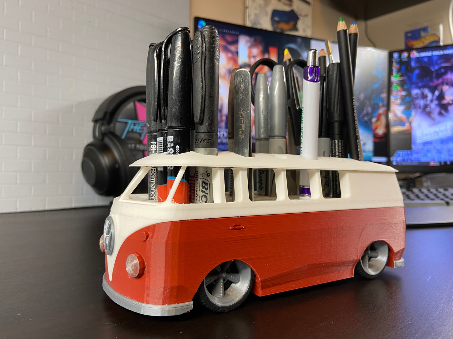 Vintage Style Bus office Pen holder, Desk Organizer