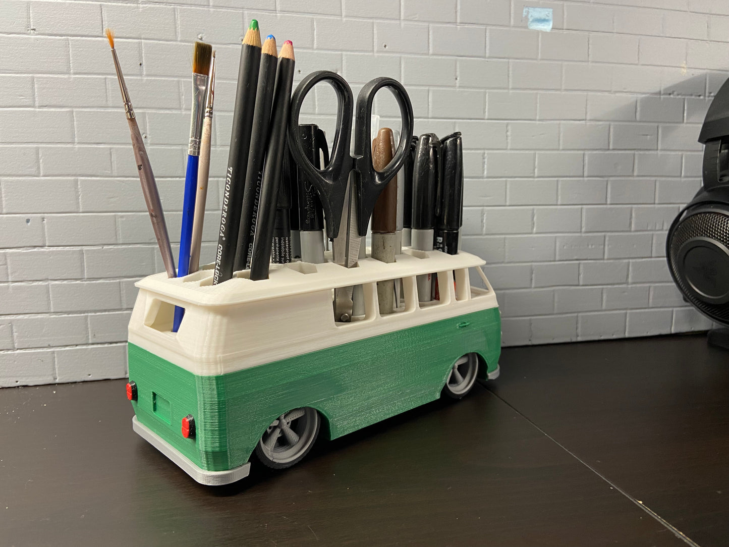 Vintage Style Bus office Pen holder, Desk Organizer